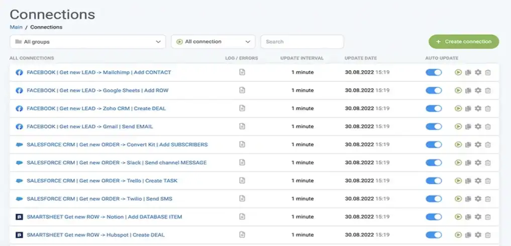 Transfer lead data between connected