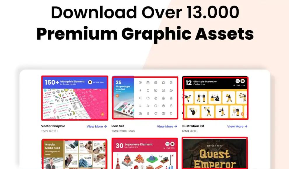 downloads of 13,000+ graphic assets