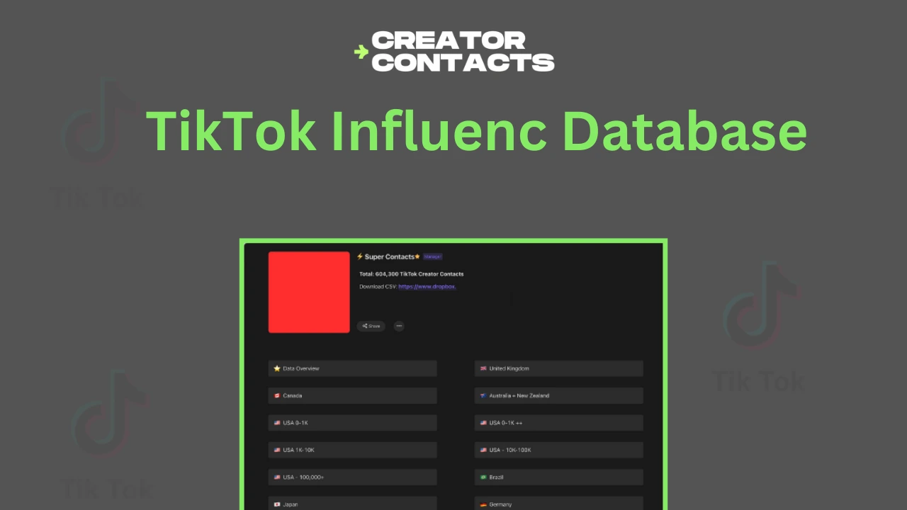 Creator Contacts TikTok Influencer Database Lifetime Access