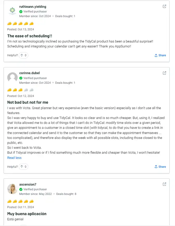 TidyCal more Review of Appsumo user