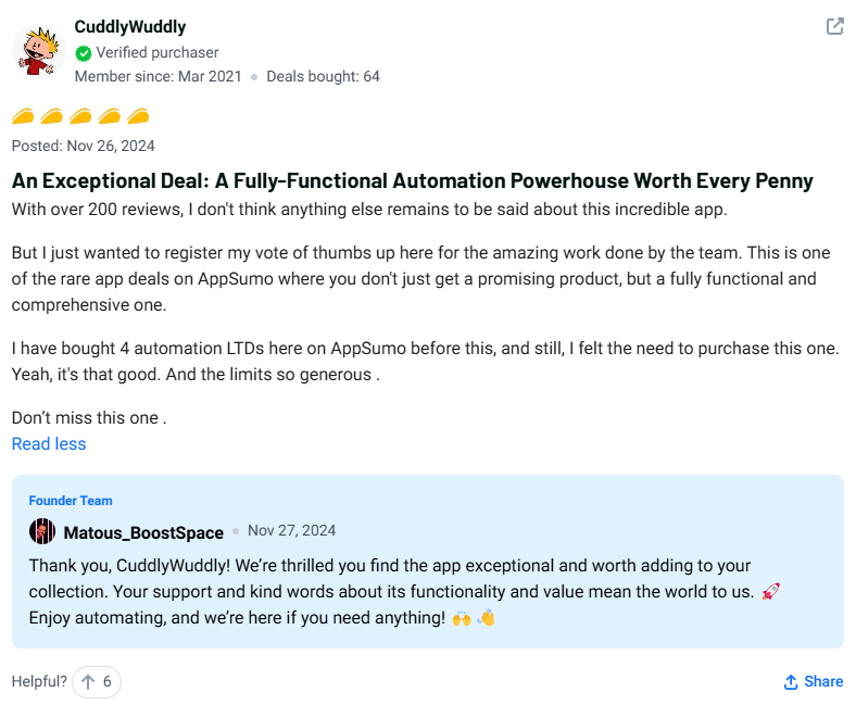 Appsumo Customer Review 02