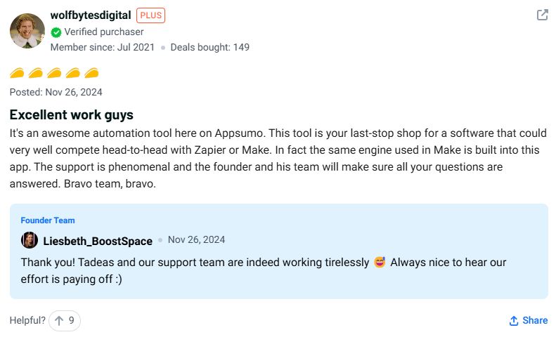 Appsumo Customer Review 03