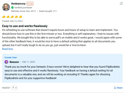 FlipBooklets AppSumo customer Review