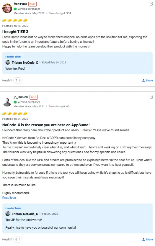 NoCode-X Appsumo Customer Review