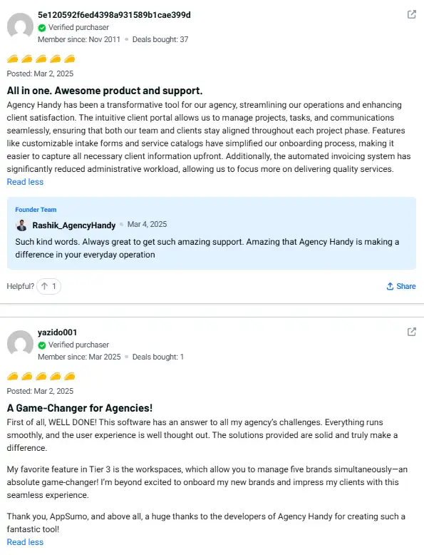 Agency Handy Appsumo Customer Review